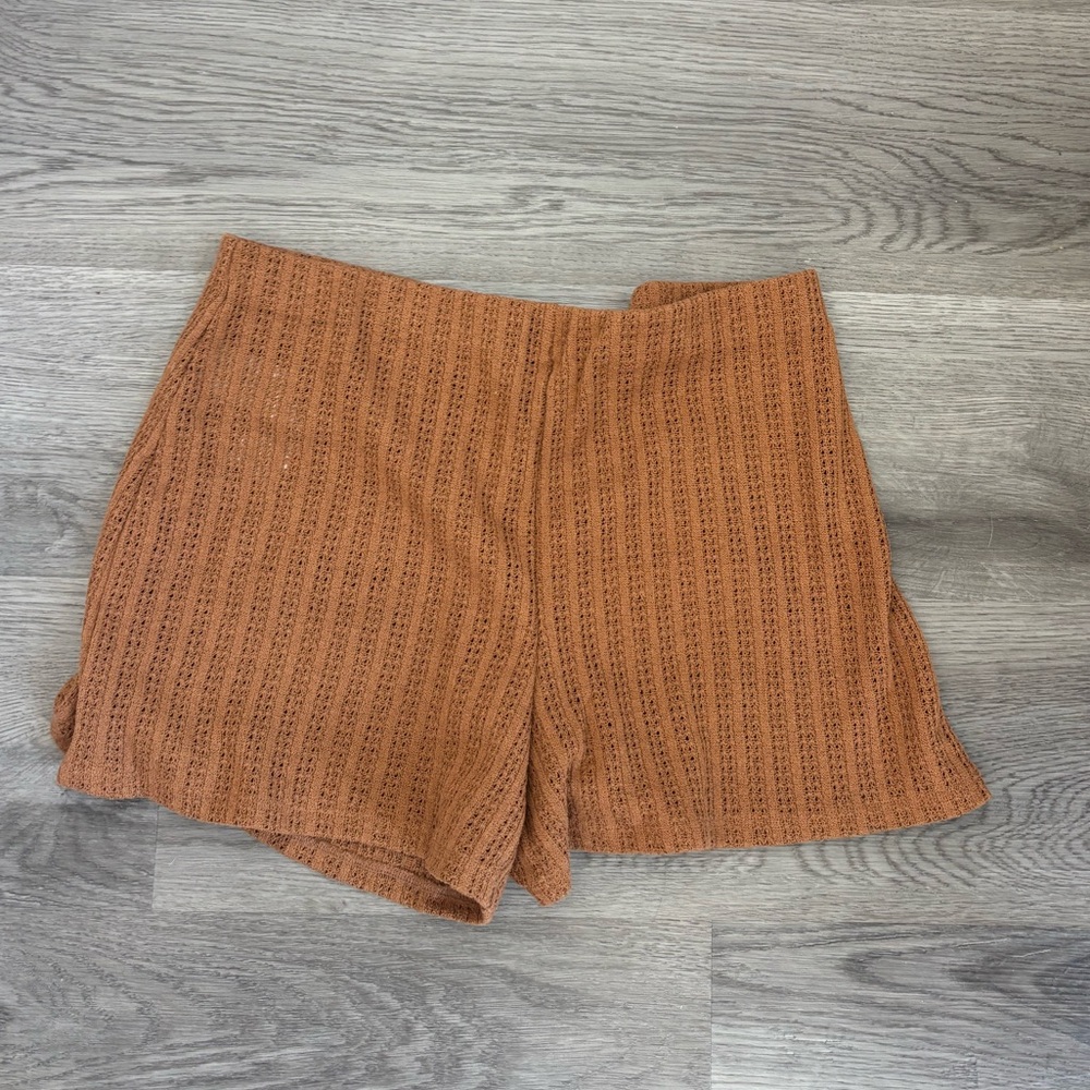 Mango Warm Brown Knit shorts (Burnt Orange)